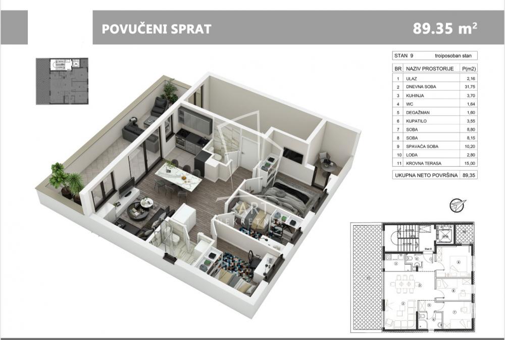 Cvetkova pijaca, lux novogradnja, duplex 89.35m2 ID#7763