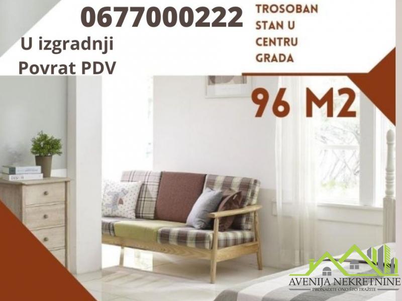 Ekskluzivno, trosoban stan 96m2 u centru grada, povrat pdv-a