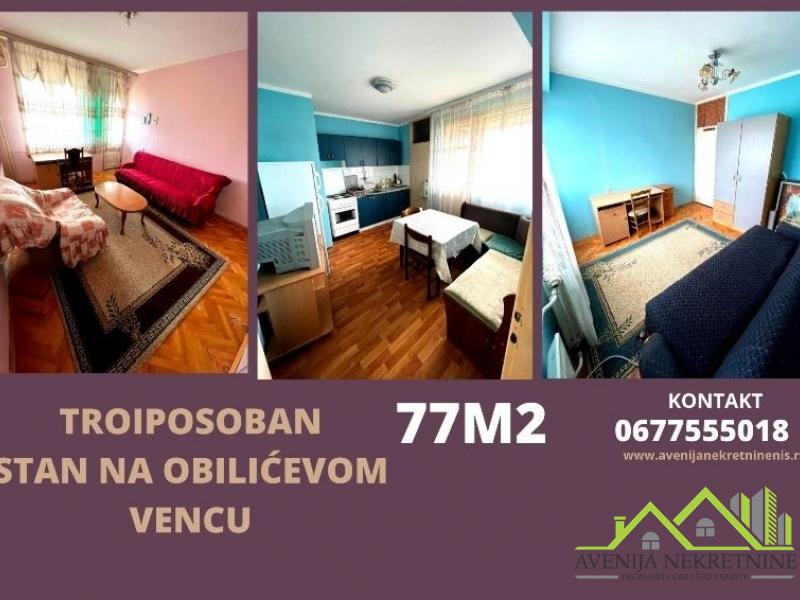 TROIPOSOBAN STAN NA OBILIĆEVOM VENCU 77m2 - MOŽE NA KREDIT