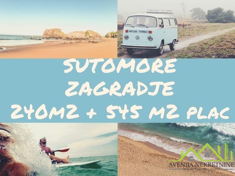 SUTOMORE - ZAGRAĐE - KUĆA 240 m2 + 545 m2 PLAC - 1000m OD PLAŽE MALJEVIK