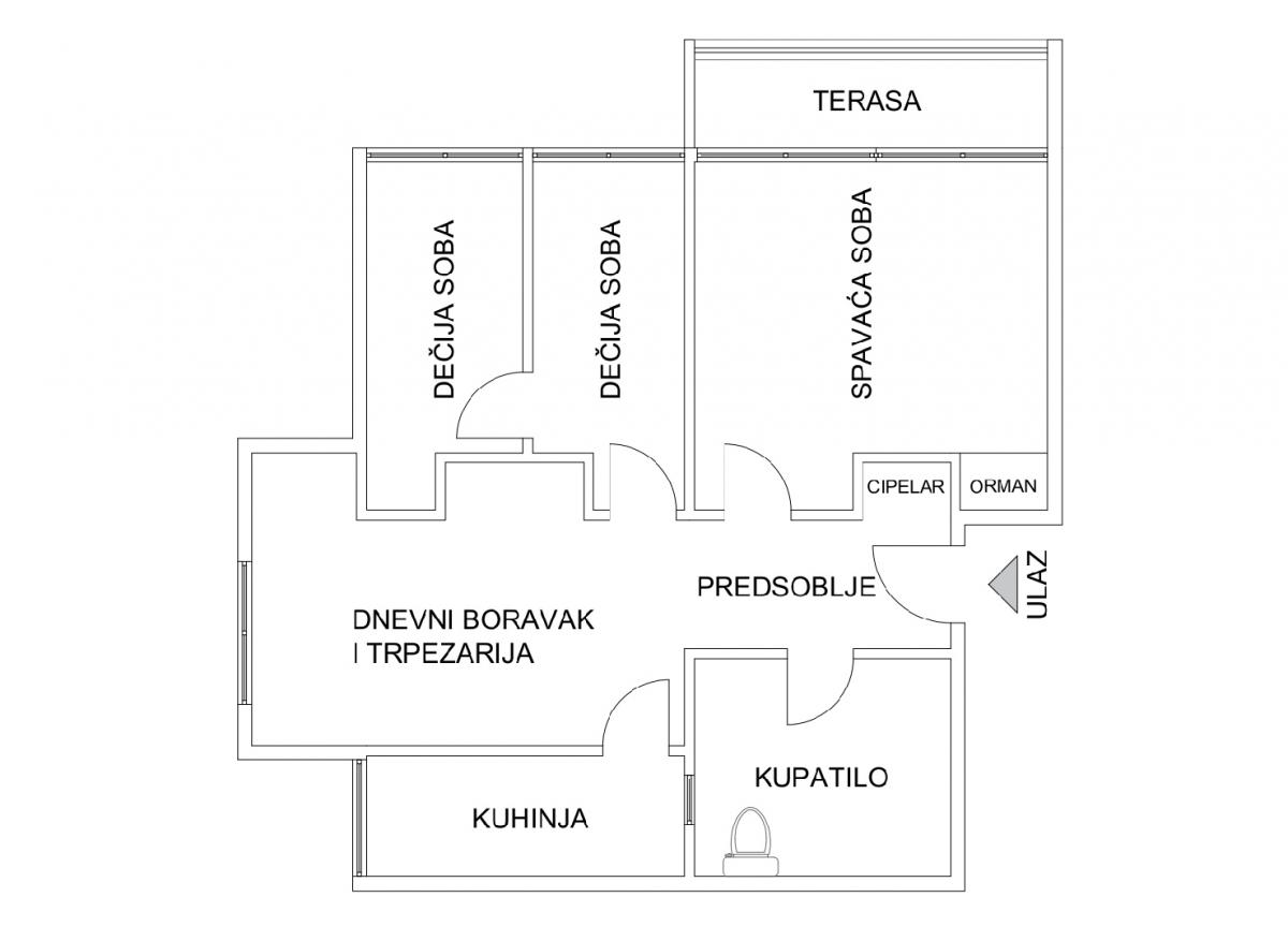 Stan 61m2, u blizini Železničke stanice. Renoviran