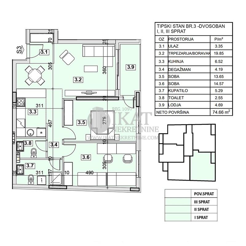 Zemun, Cara  Dušana 74,66m2 novogradnja + PDV ID#3927