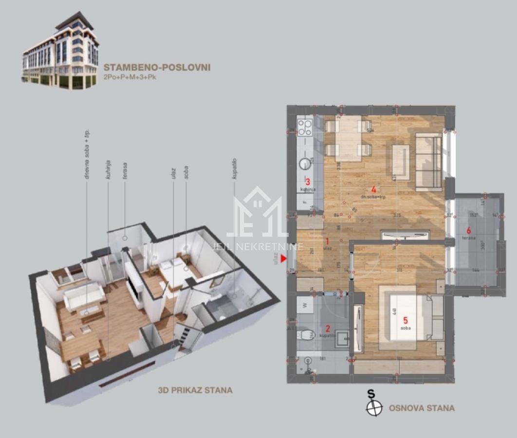 Dvosoban stan, 46.57m2 centar grada, postoji mogućnost dogovora oko cene