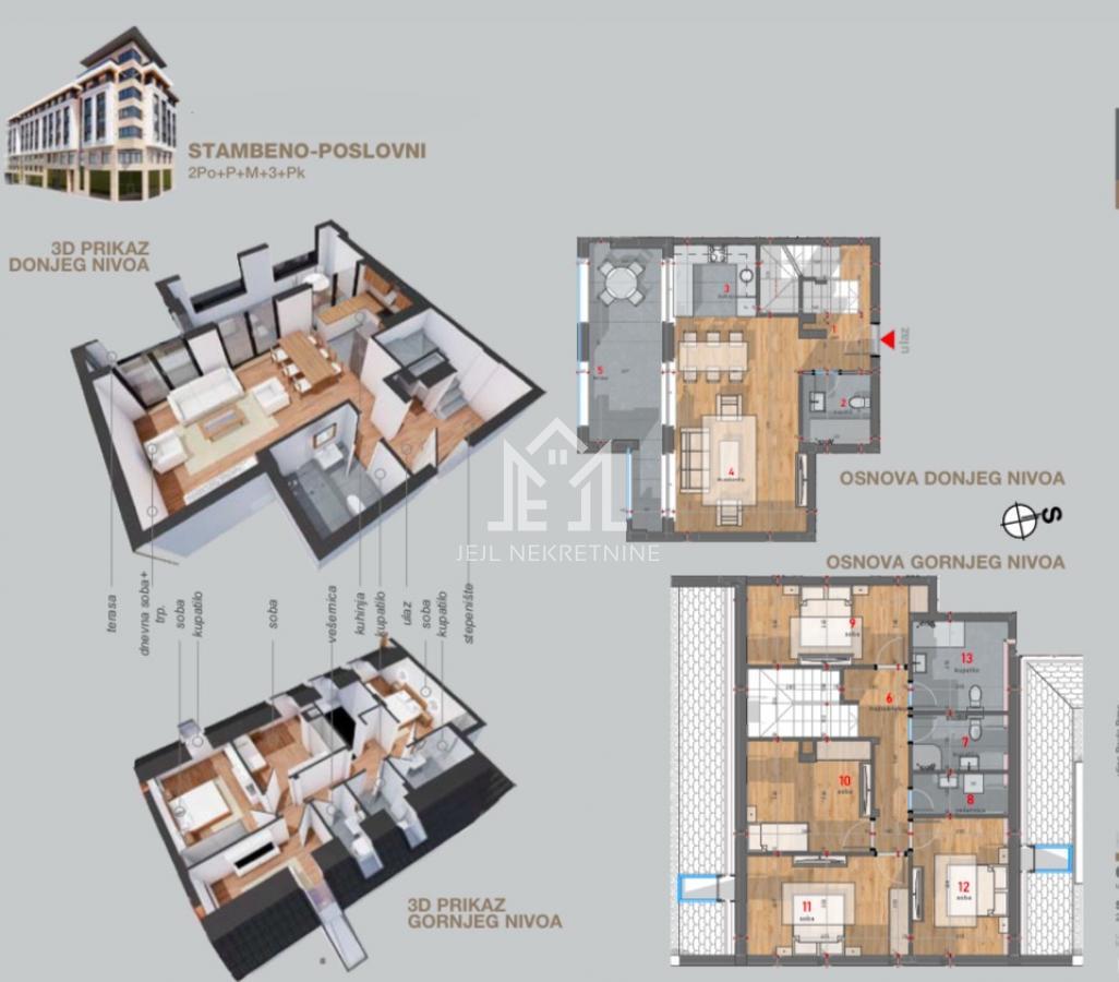 Dupleks LUX, 123.24m2, 4.0 stan - dva nivoa - terasa 43m2 gratis