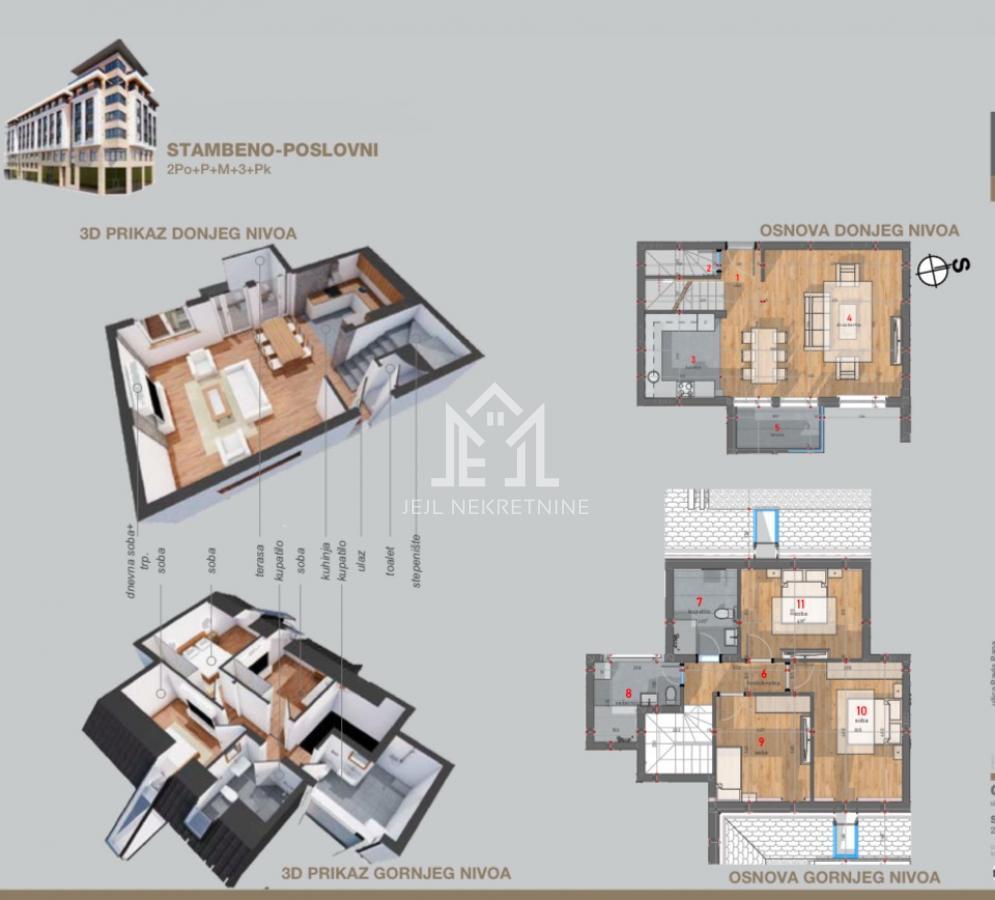 Četvorosoban - DUPLEX stan, 98.64m2, centar grada