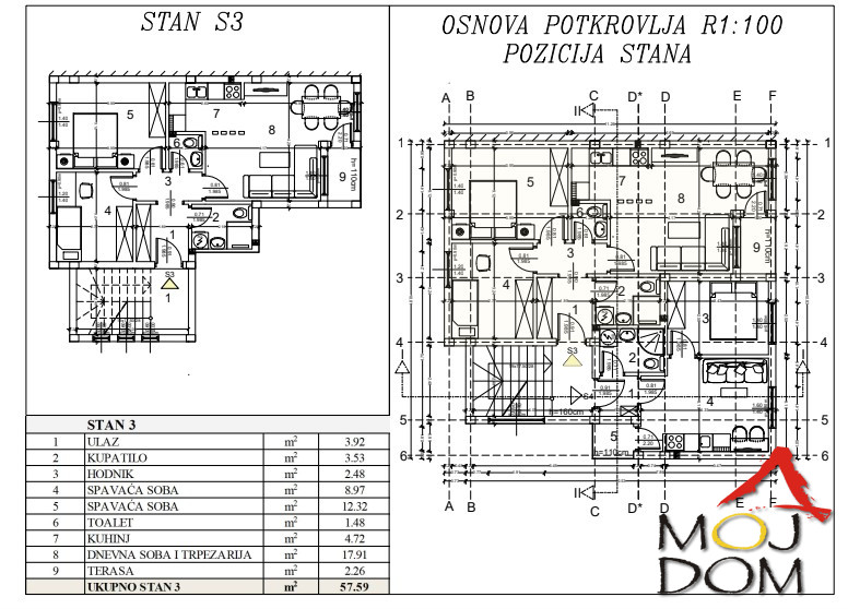 Stan,NOVI SAD,ADICE,kv: 60, € 107000, ID: 1026823