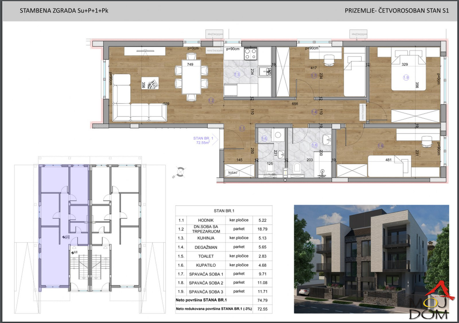 Stan,SREMSKA KAMENICA,SREMSKA KAMENICA,kv: 73, € 194700, ID: 1026981