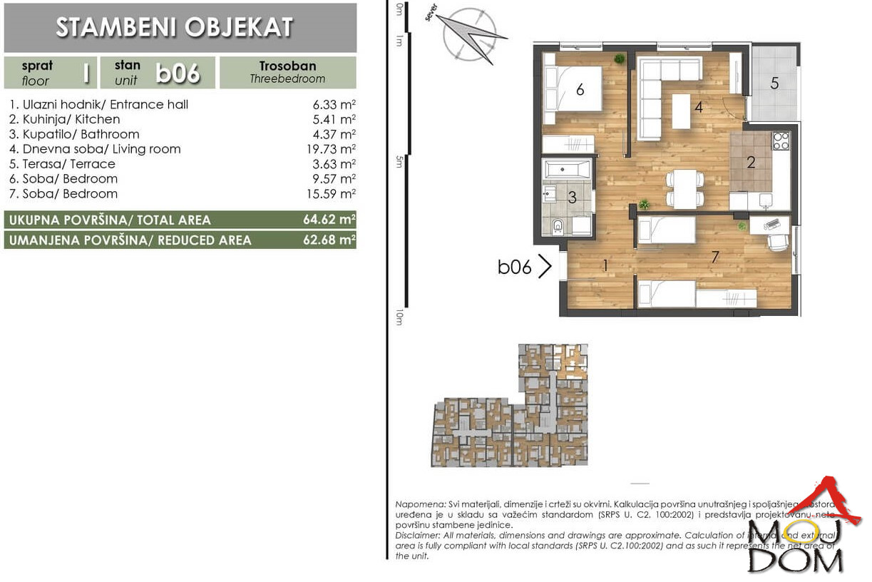 Stan,NOVI SAD,TELEP,kv: 63, € 157000, ID: 1026633