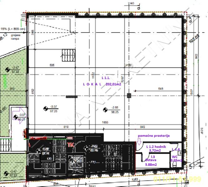 lokal Karpoševa, Čukarica, 214.88 m2, PR, interfon,novogradnja.