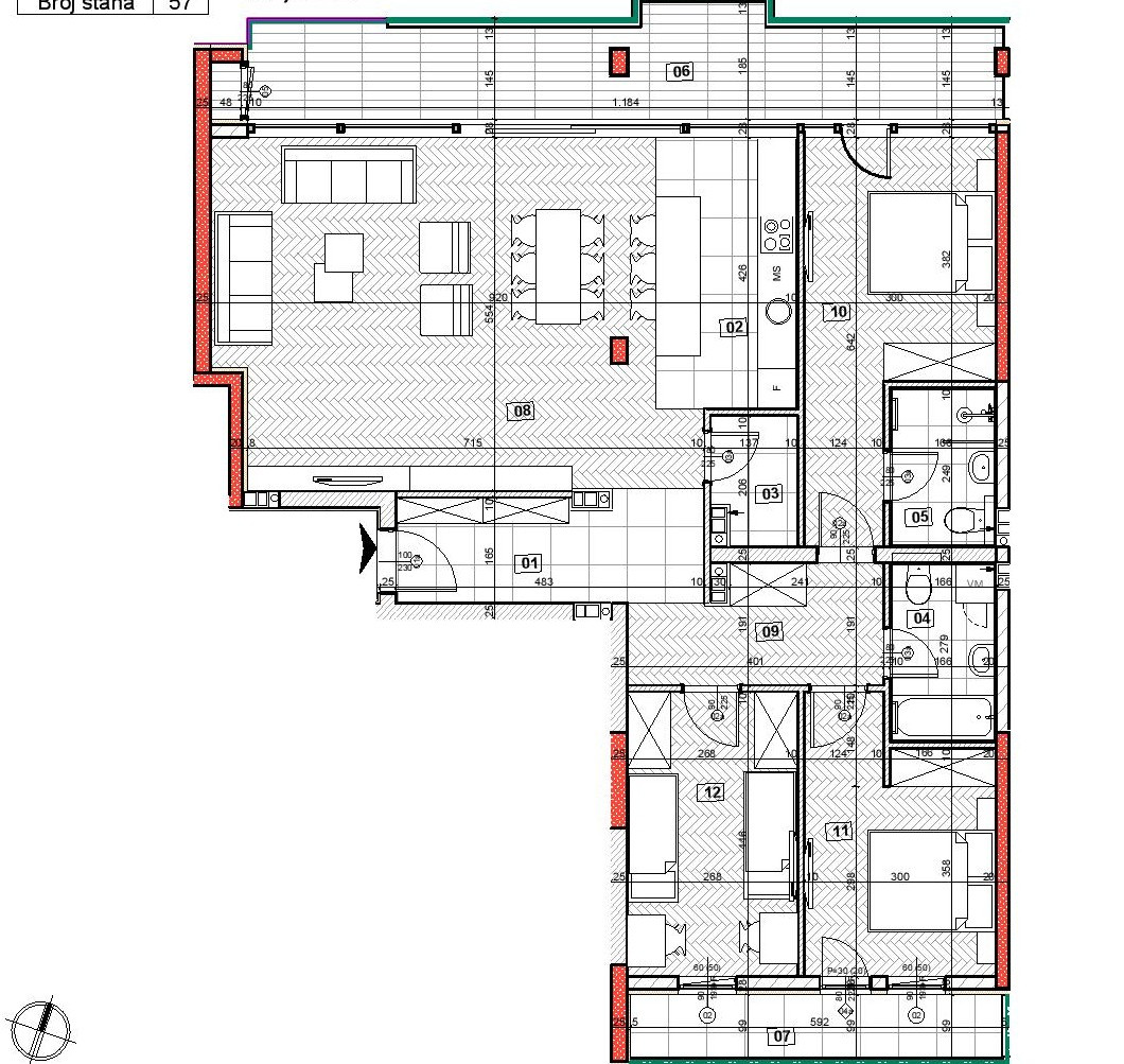 Stan,NOVI SAD,NOVO NASELJE,kv: 132.27, € 238100, ID: 1037694