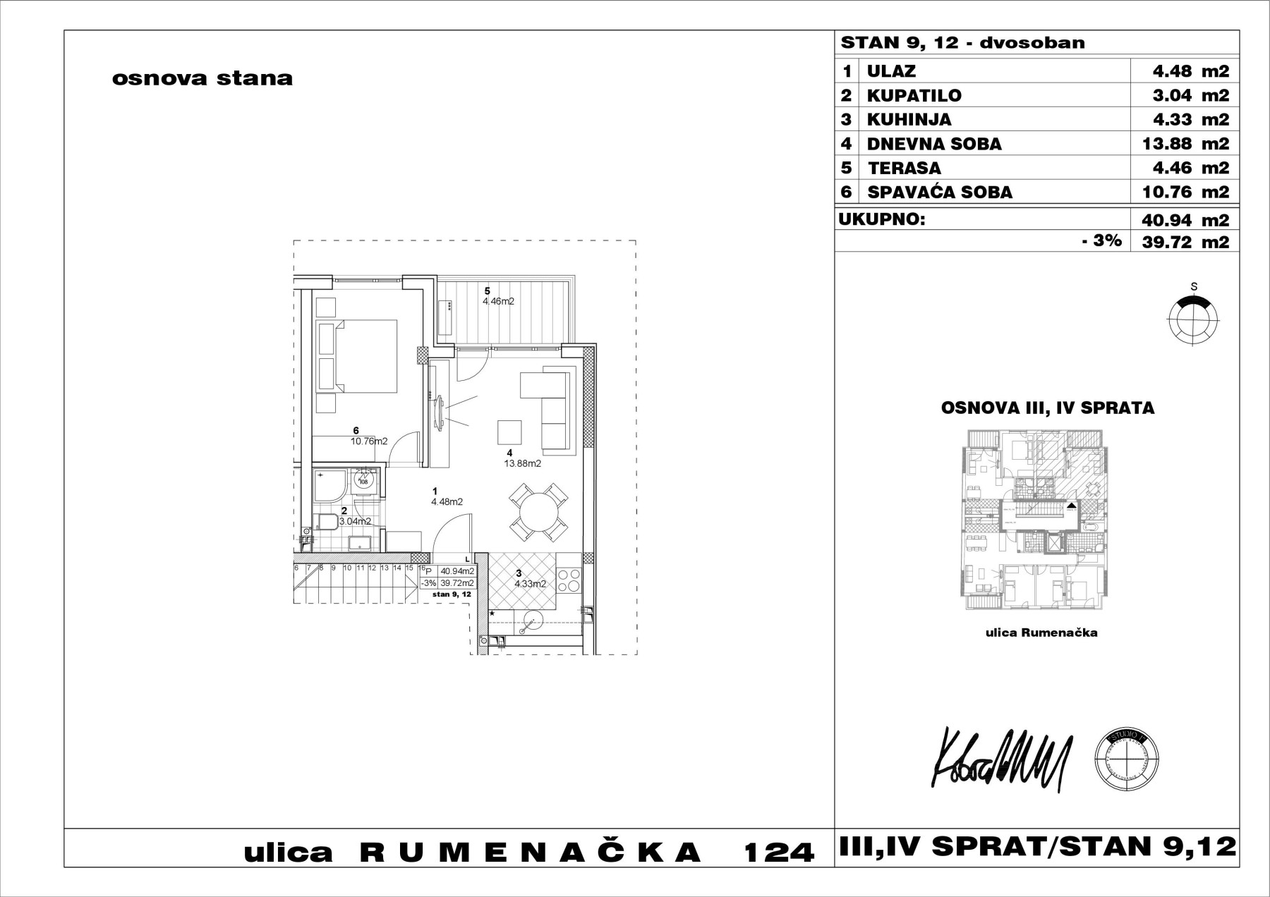 Stan,NOVI SAD,NOVA DETELINARA,kv: 39.72, € 98200, ID: 1038696