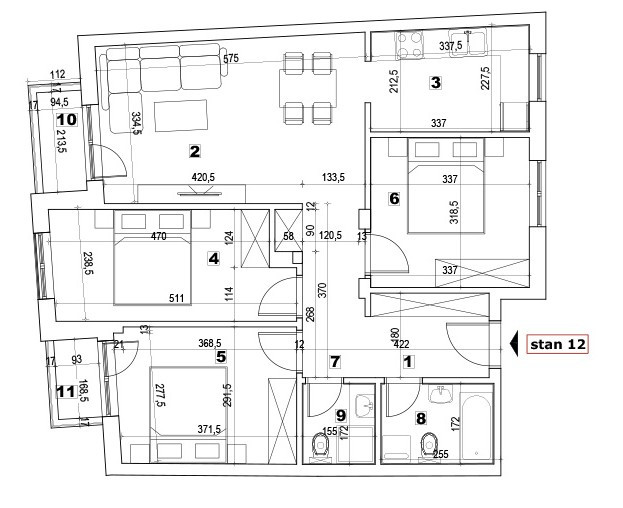 Stan,NOVI SAD,PODBARA,kv: 81.00, € 208600, ID: 1038726