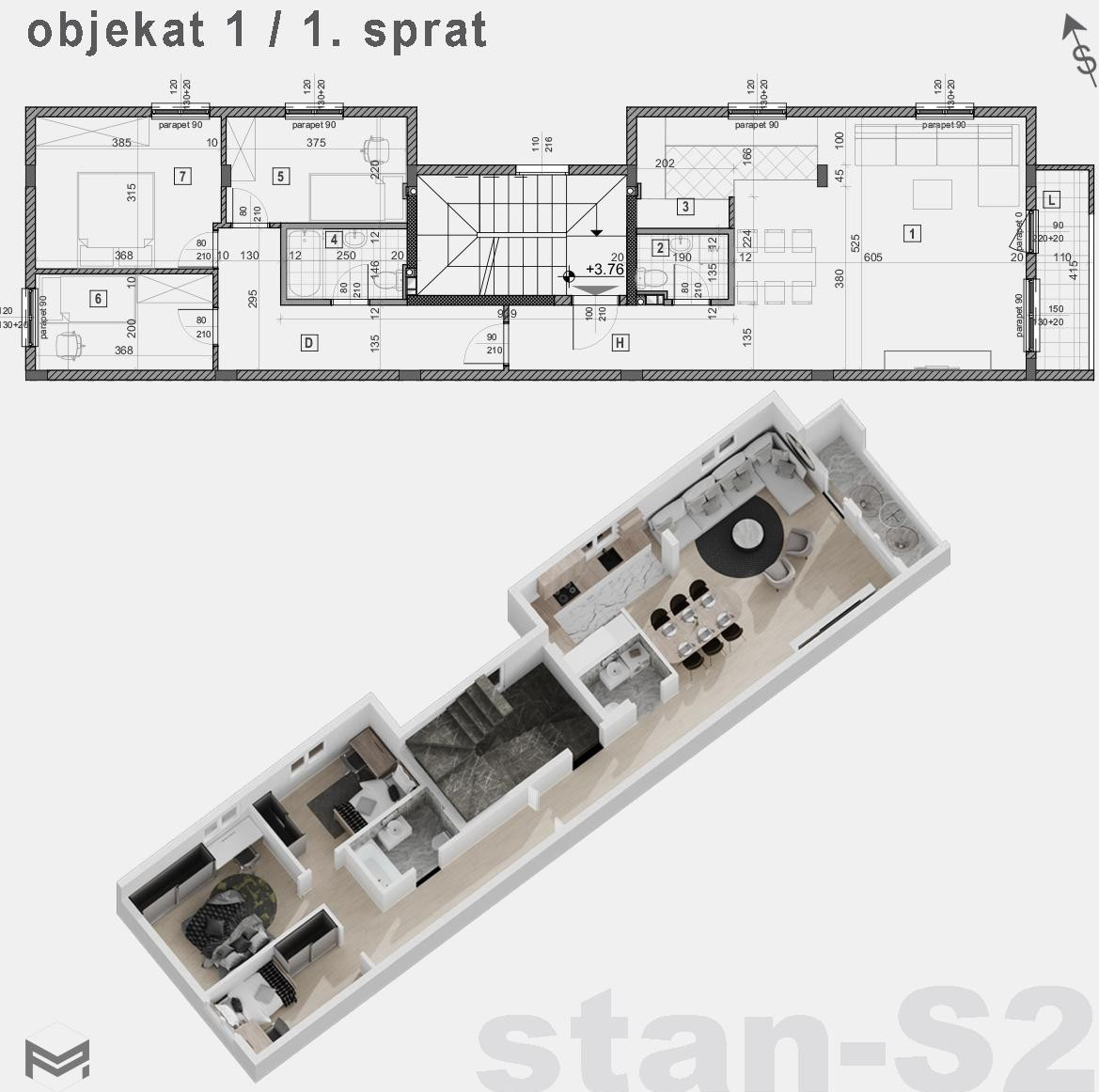 Stan,NOVI SAD,VETERNIK,kv: 88.00, € 163150, ID: 1039803