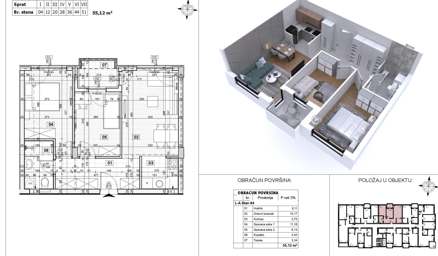 Stan,NOVI SAD,KEJ,kv: 55.12, € 143300, ID: 1040191