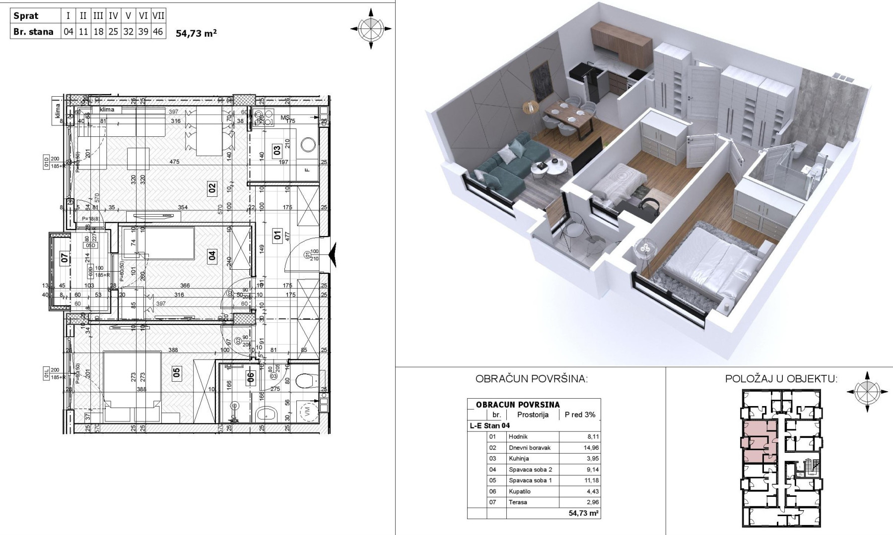 Stan,NOVI SAD,KEJ,kv: 54.73, € 142300, ID: 1040212