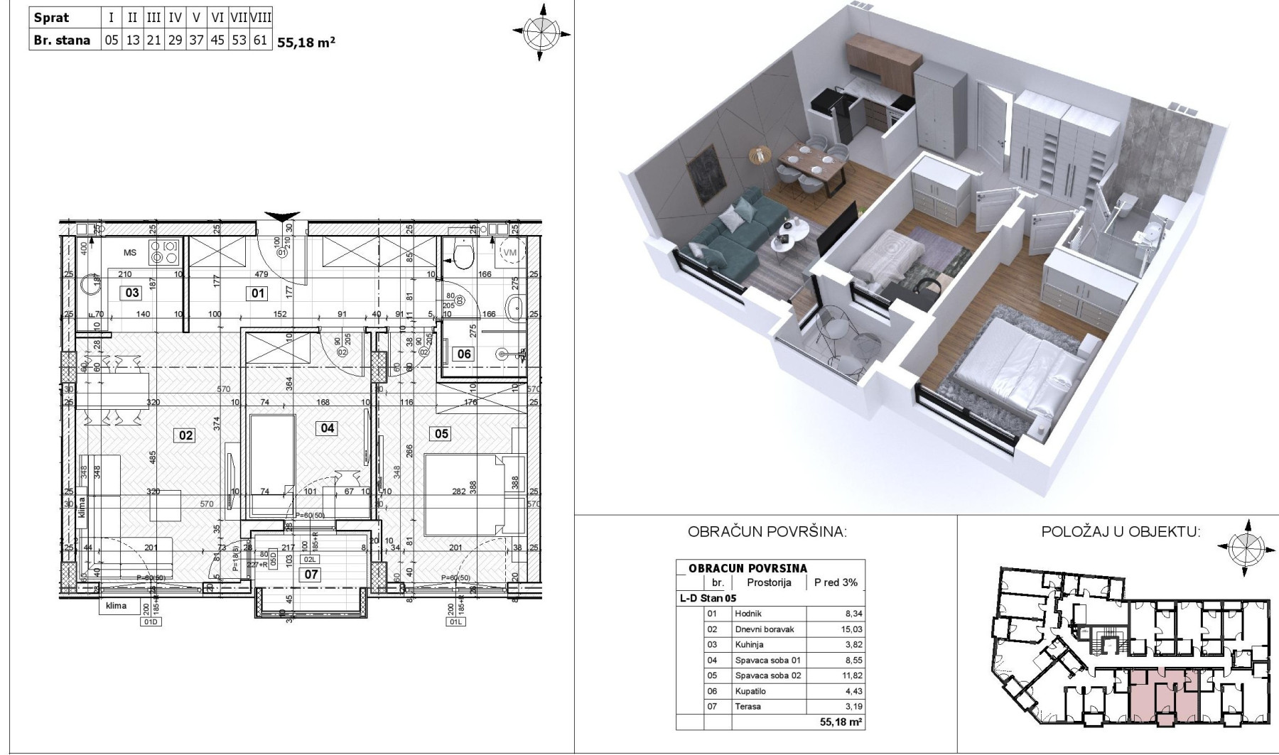 Stan,NOVI SAD,KEJ,kv: 55.18, € 143500, ID: 1040226